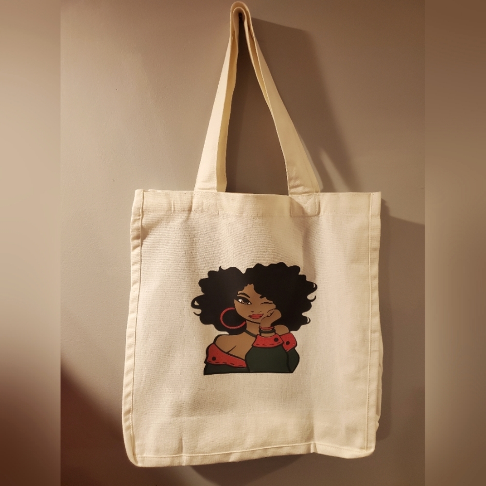 New Custom Cream canvas tote bag 13in x 14in x 7in